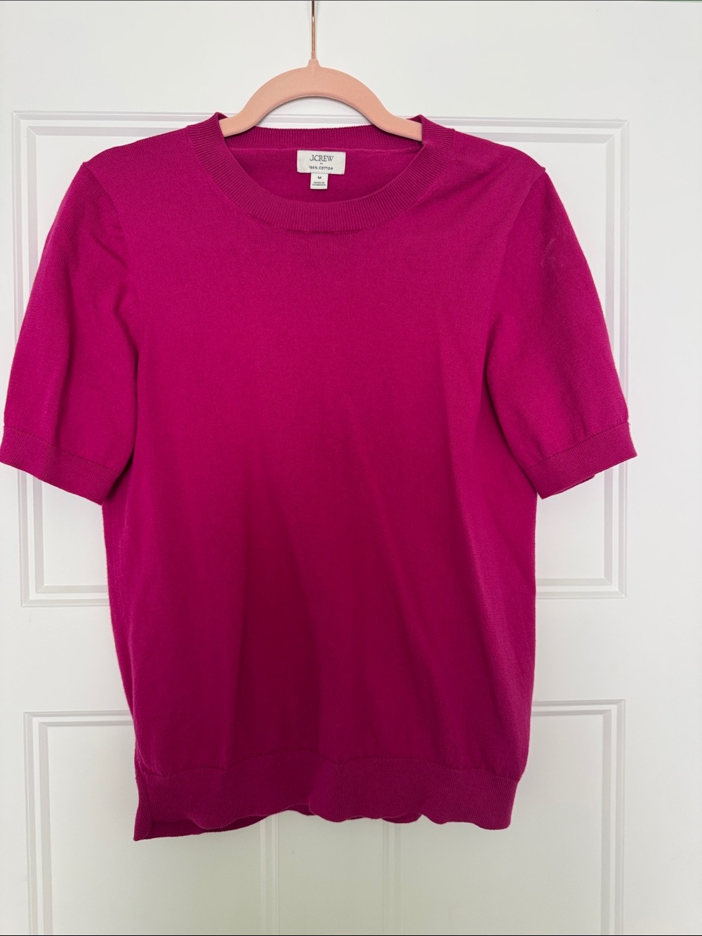 J. Crew Women's Short Sleeve Crew Sweater - Fuchsia